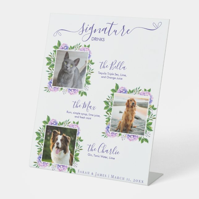 Expositor En L Bebida Personalizada Flores de Hortensias Moradas  (Anverso)