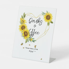 Expositor En L Bebidas Baby Shower con marco girasol de color agu