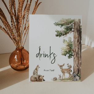 Expositor En L Bebidas Baby Shower de animales de bosque forestal