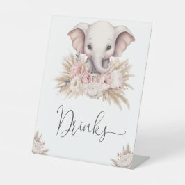 Expositor En L Bebidas Baby Shower de elefante rosa dulce Chica d