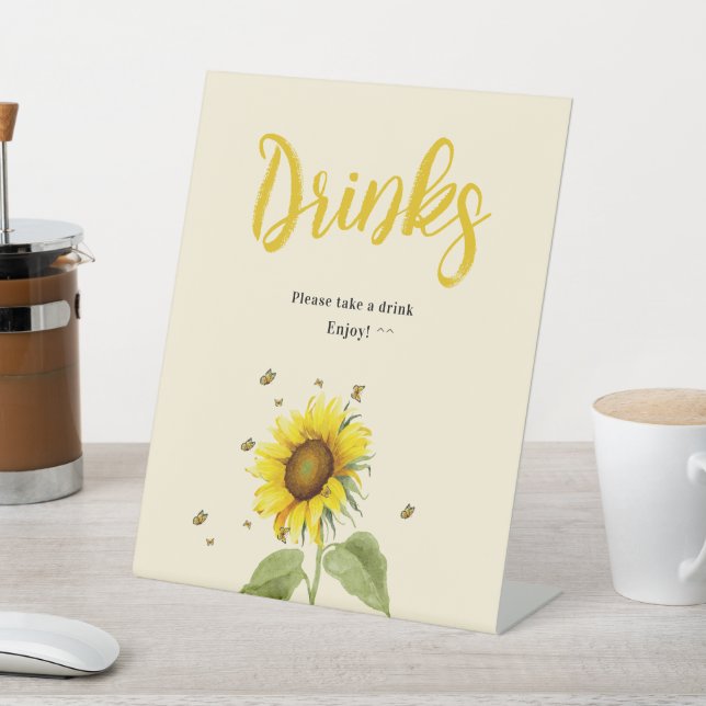 Expositor En L Bebidas Baby Shower de girasol con mariposas (In Situ)