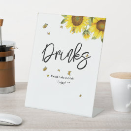 Expositor En L Bebidas Baby Shower de girasoles y mariposas