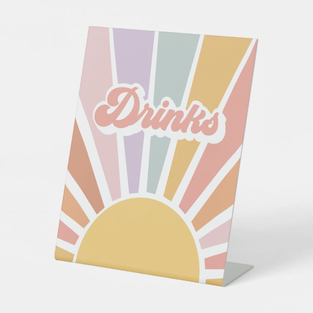Expositor En L Bebidas Baby Shower Retro Sunshine Groovy (Anverso)
