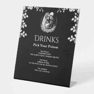 Expositor En L Bebidas Boda Esqueleto Gótico Elegante