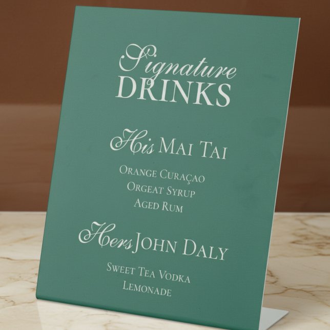 Expositor En L Bebidas Bodas Minimalistas modernas (Add a stylish touch to your bar setup with this Sage Green Signature Drinks Wedding Sign!)