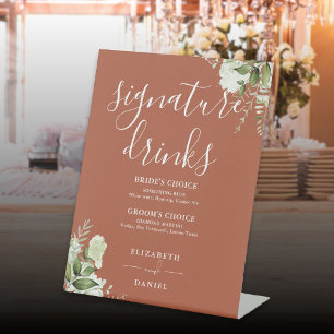 Expositor En L Bebidas características de boda floral de terracot