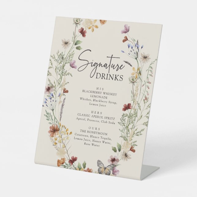 Expositor En L Bebidas características florales boho rústicas (Anverso)