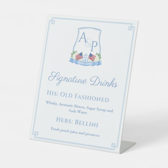 Expositor En L Bebidas con Boda blanco azul rojo patriótico (Anverso)