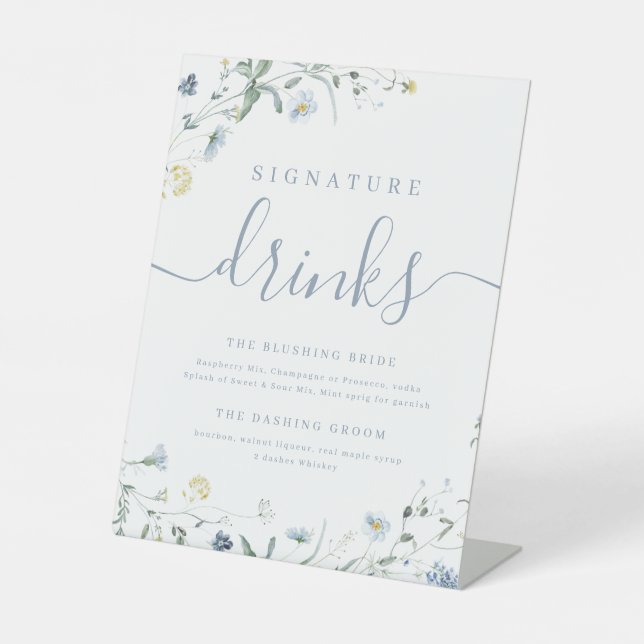 Expositor En L Bebidas con Boda rústico con flores silvestres azu (Anverso)