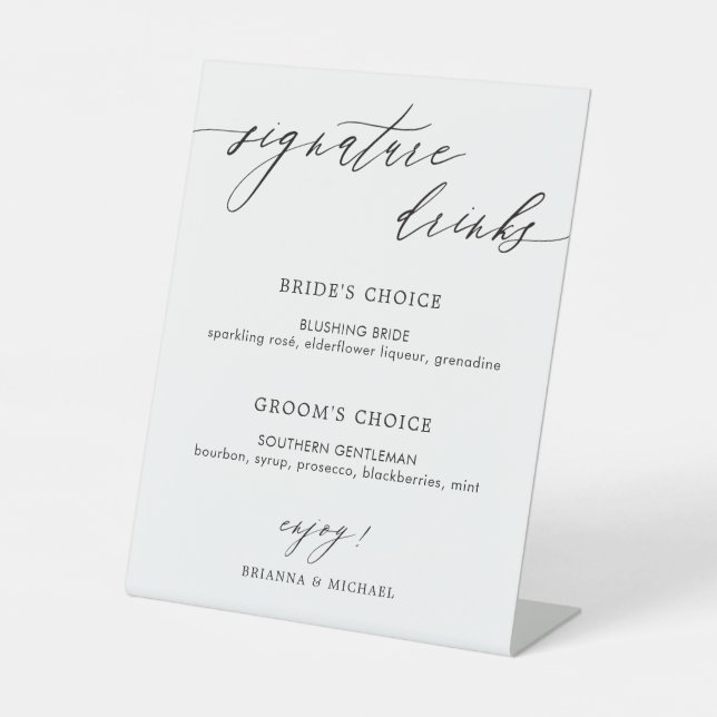 Expositor En L Bebidas con caligrafía simple y elegante (Anverso)