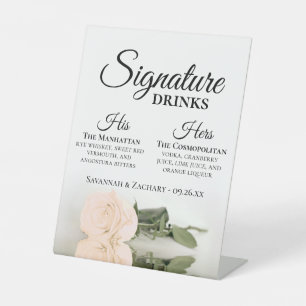 Expositor En L Bebidas con firma Boda elegante de Rosa Rubor Peac