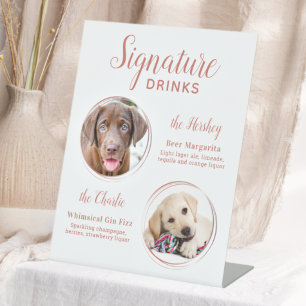Expositor En L Bebidas con firma Boda elegante Rosa Mascota de or