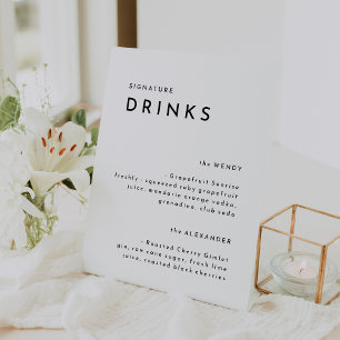 Expositor En L Bebidas con firma Boda negrita y blanca moderna