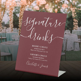 Expositor En L Bebidas con firma de bodas rosadas elegantes de pa