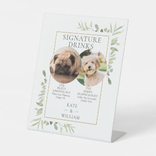 Expositor En L Bebidas con Firma de Fotos de Mascotas Verde Weddi