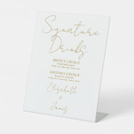Expositor En L Bebidas con firma de guión minimalista dorado chic