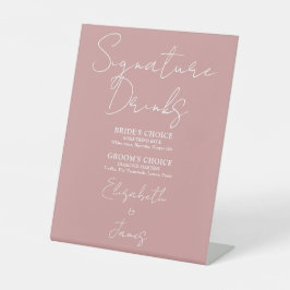 Expositor En L Bebidas con firma de guión minimalista rosa polvor