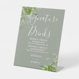 Expositor En L Bebidas con firma de salvia floral verde y vegetac