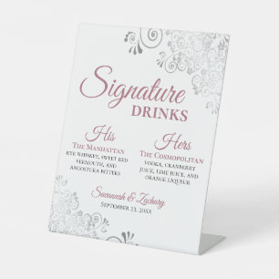 Expositor En L Bebidas con firma Rosa polvoriento y Boda de Moda