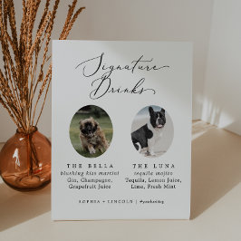 Expositor En L Bebidas con fotografía de perro de caligrafía delg
