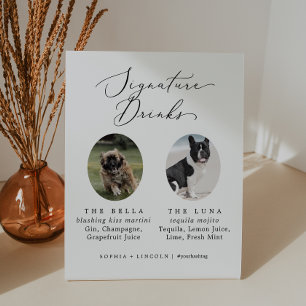 Expositor En L Bebidas con fotografía de perro de caligrafía delg