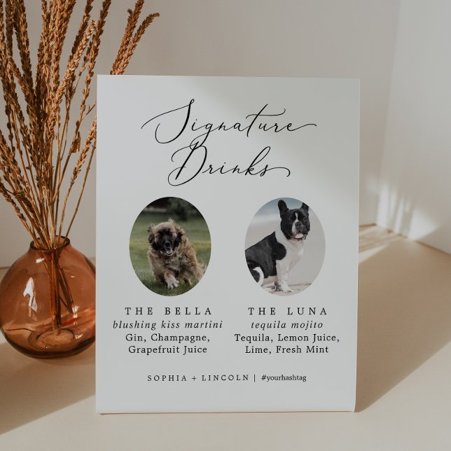 Expositor En L Bebidas con fotografía de perro de caligrafía delg (Subido por el creador)