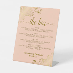 Expositor En L Bebidas Coral Peach & Gold Posh o Menú de Bar de B