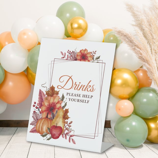 Expositor En L Bebidas de Baby Shower con flores de calabaza (Subido por el creador)