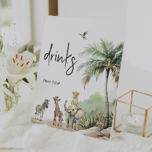 Expositor En L Bebidas de Baby Shower de animales de Safari de la