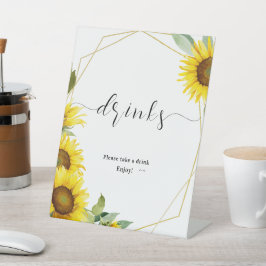 Expositor En L Bebidas de Baby Shower de girasol acuarela