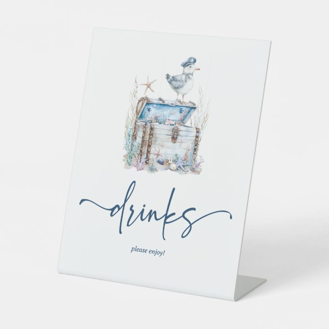 Expositor En L Bebidas de Baby Shower Nautical Ahoy (Anverso)