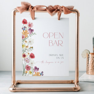 Expositor En L Bebidas de bar al aire libre con flores silvestres