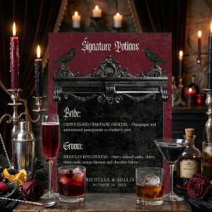 Expositor En L Bebidas de boda Burgundy de Cuervo Negro y Rosas G
