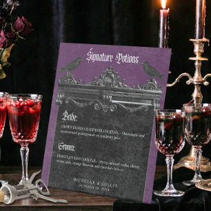 Expositor En L Bebidas de boda púrpura de cuervo y rosas negras g