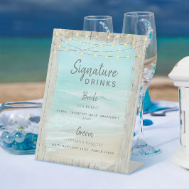 Expositor En L Bebidas de Boda Rustic Beach Wood