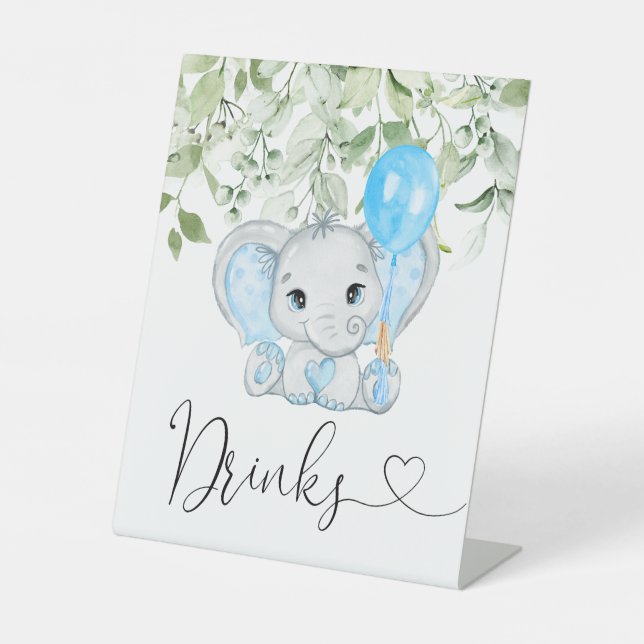 Expositor En L Bebidas de elefante lindo Baby Shower Boy (Anverso)