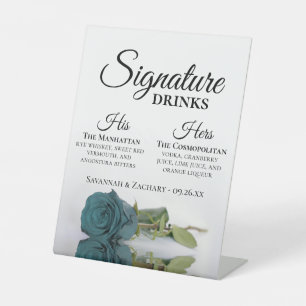 Expositor En L Bebidas de firma Boda Rosa Verde azulado elegante