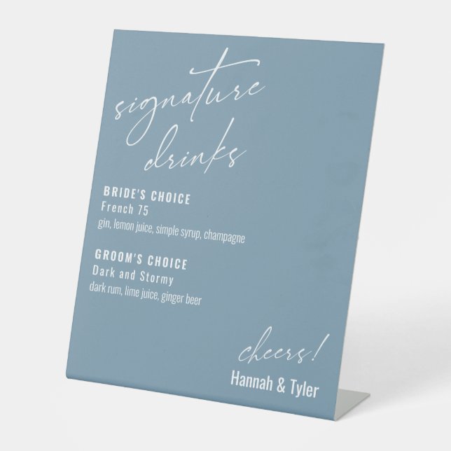 Expositor En L Bebidas de Firma Contemporáneas Azul Polvoriento (Anverso)