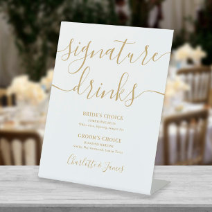 Expositor En L Bebidas de Firma de Boda con Letra Dorada Elegante