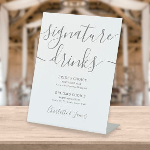 Expositor En L Bebidas de firma de boda con letra gris moderna