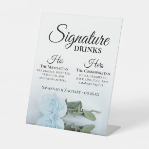Expositor En L Bebidas de firma elegante Rosa azul turbio Boda