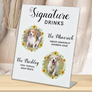 Expositor En L Bebidas de firma Mascota de girasol Boda de fotos
