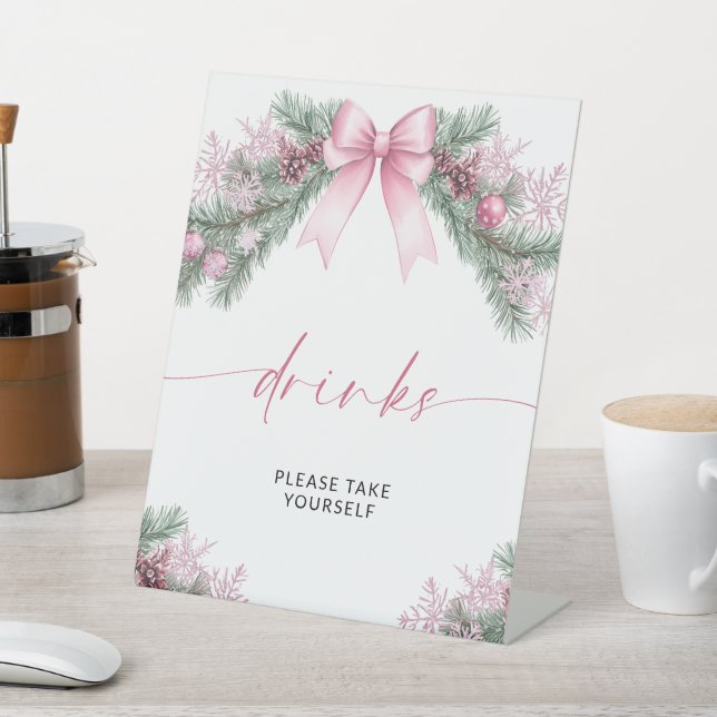 Expositor En L Bebidas de Navidad con Lazo Rosa  (In Situ)