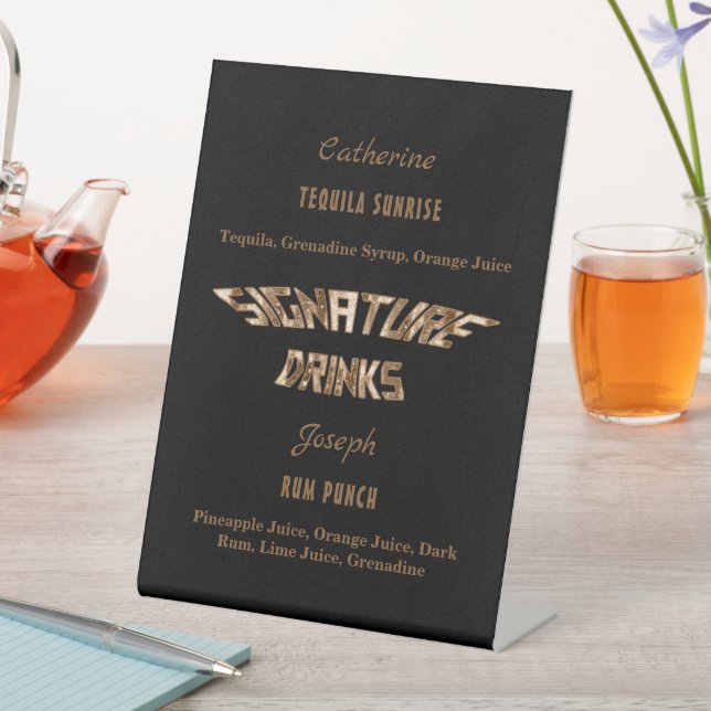 Expositor En L Bebidas elegantes con firma de cobre y negro (In Situ)