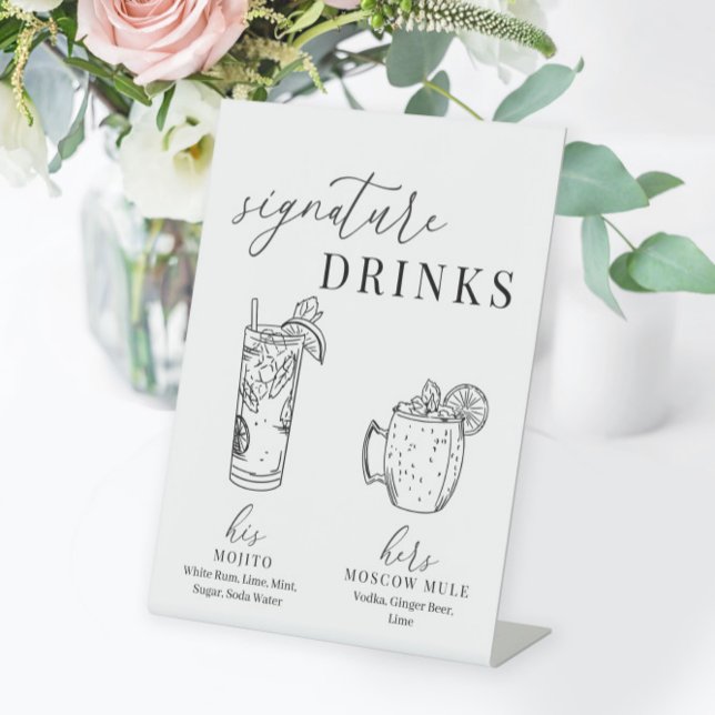 Expositor En L Bebidas elegantes de diseño blanco y negro (Subido por el creador)