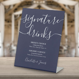 Expositor En L Bebidas emblemáticas de boda con letra moderna azu