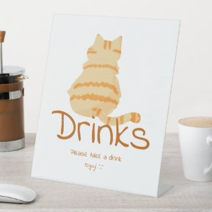 Expositor En L Bebidas para Baby Shower de Gato Naranja Gordo Ado