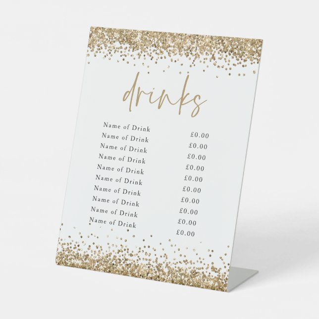 Expositor En L Bebidas Purpurinas Gold Nombres Precios Bar Rótulo (Anverso)