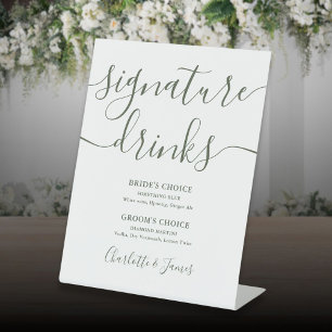Expositor En L Bebidas Signature Bodas Escritura Verde Oliva
