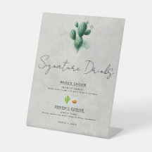 Bebidas Signature de Boda Cactus Verde Acuarela